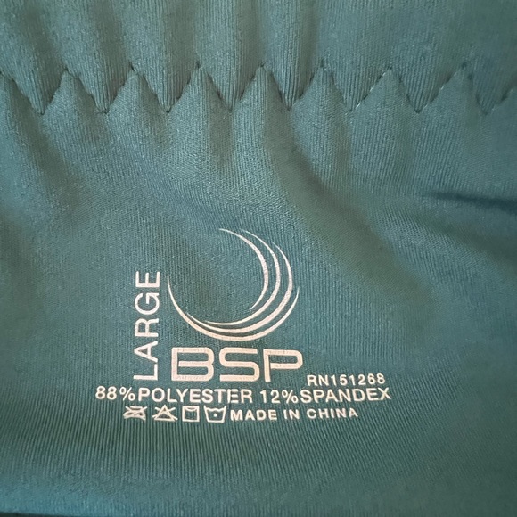 BSP active teal high rise 7/8 leggings with mesh side pockets women’s sz large - Picture 8 of 9